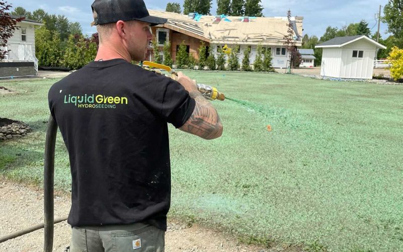Residential Spray on Grass, what is hydroseeding image